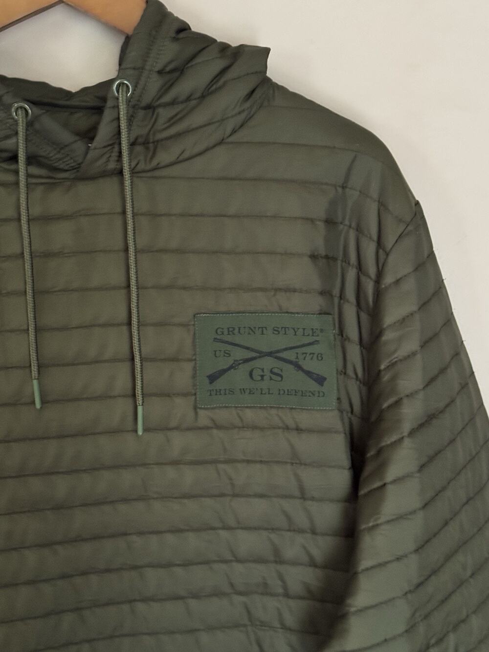 Grunt Style Tac Woobie Hoodie Pullover L Quilted Military Pullover Green Stash